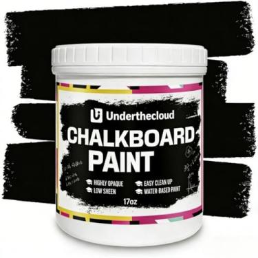 Imagem de Black Chalkboard Paint -Matte Black Chalk Board Paint,Brush on Wood, Metal, Glass, Wall, Plaster Boards Sign, Frame or Any Surface. Use with Chalk Pen Wet Erase, Non-Toxic - Black Matte 17oz,500g