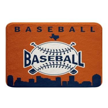 Imagem de Erosebridal Tapetes de beisebol para adolescentes, tapetes de banheiro de beisebol, 50 x 81 cm, silhueta de cidade americana, tapete de banho para meninos, adolescentes, esportes, jogos