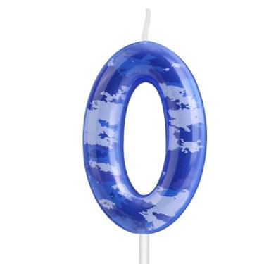 Imagem de Velas Aniversário Número Camuflado, Velas Camo Topper de Bolo Tema Exército para Meninos Decorações Festa Aniversário Camo Suprimentos Festa Tema Caça (Número 0)