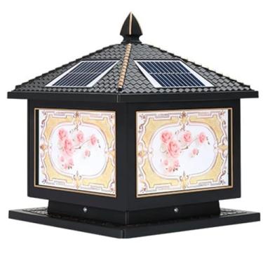 Imagem de CMOLVUR Poste de iluminação solar LED, luminária elétrica municipal dupla para uso externo, lâmpada de coluna, pátio paisagístico, para cerca, lanterna de porta de vila