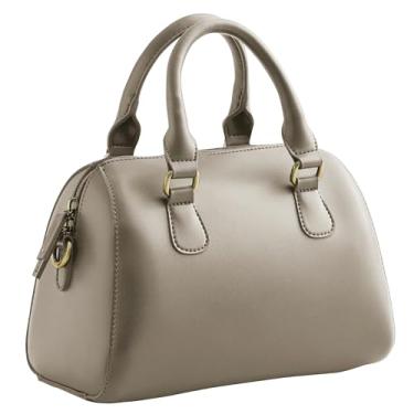 Imagem de SUNLIGHT LEAVES Bolsa feminina de couro vegano Boston vintage alça superior bolsa retrô clássica simples bolsa de ombro, Cinza, Small