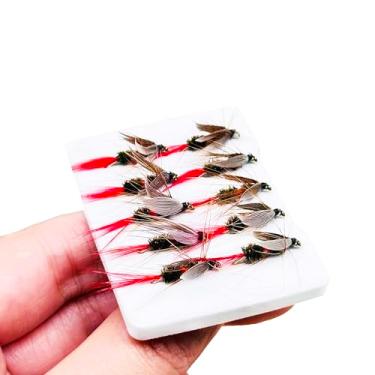 Imagem de Qievcrme 10 peças de pesca com mosca, isca artificial, biônica, mariposas/mosquitos, mosquitos, pesca para robalo, lúcio, salmão, truta e inseto, isca (estilo A (estilos de maripos))