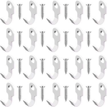 Imagem de HANFUGA 20 peças pequenas J gancho branco 304 de aço inoxidável montado na parede mini gancho para toalha, imagem, espelho, chaveiro, com parafusos