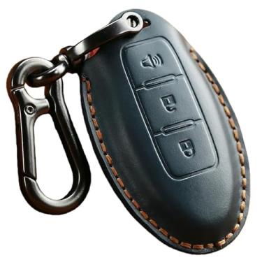 Imagem de Capa de couro C para chave de carro compatível com Nissan/Tidda/Livida // X-Trail T31 T32/Qashqai/March/Juke/Note/GTR Chaveiro Anel Chave Protetor de chaveiro(Blue)