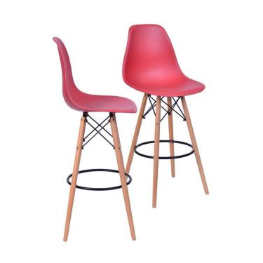 Imagem de Kit 02 Banquetas Boxbit Dkr Eames Pp Telha Base Madeira