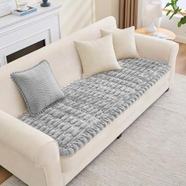 Imagem de Taque Capa de sofá para cães, antiderrapante e felpuda para sofá, compatível com animais de estimação, capas de sofá macias e grossas (cinza claro, 70 x 150 cm)