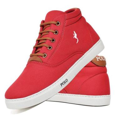 Imagem de Sapatenis Tenis Cano Alto Casual Masculino Botinha - Polo Blu, Vermelh