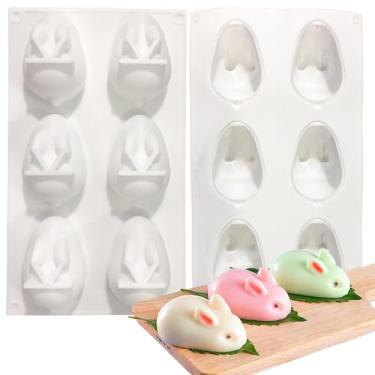 Imagem de 2 peças de molde de silicone de coelhinho da Páscoa para assar 3D forma de coelho molde de cozimento mousse de chocolate, pudim, geléia, sabonete, vela, artesanato, faça você mesmo, suprimentos de