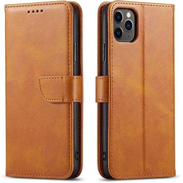 Imagem de ZEDEVB Capa carteira para iPhone 13 Pro Max, TPU à prova de choque couro genuíno folio case slots para cartão suporte capa flip magnética compatível com iPhone 13 Pro Max 6,7 polegadas 5G (cor: amarelo)