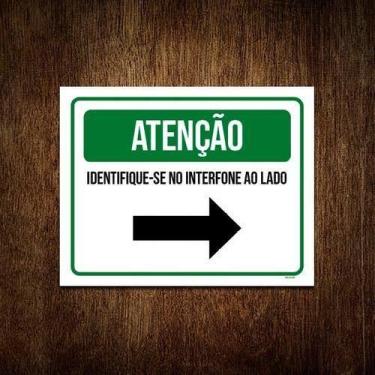 Imagem de Kit 3 Placa Sinalização - Atenção Identifique-Se Interfone - Sinalizo