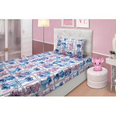 Imagem de Jogo de Lençol Portallar Disney Stitch 70% Algodão Solteiro Stitch Quadros