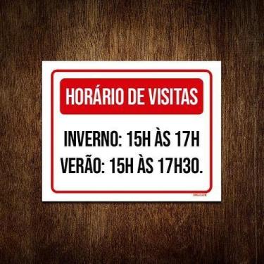 Imagem de Kit 5 Placa Sinalização - Horário Visitas Inverno Verão - Sinalizo
