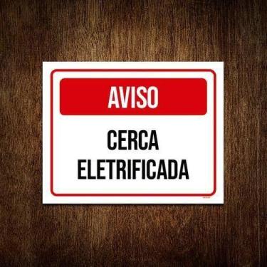Imagem de Kit 5 Placa Sinalização - Aviso Vermelho Cerca Eletrificada - Sinalizo