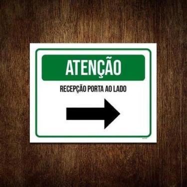 Imagem de Kit 3 Placa Sinalização - Atenção Recepção Seta Direita - Sinalizo