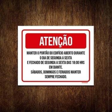 Imagem de Kit 5 Placa Sinalização - Atenção Portão Edifício - Sinalizo