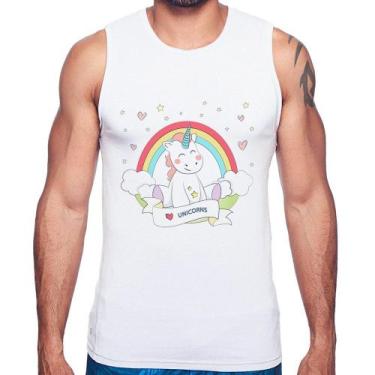 Imagem de Regata Unicórnio Arco Íris - Foca na Moda, Branco, G