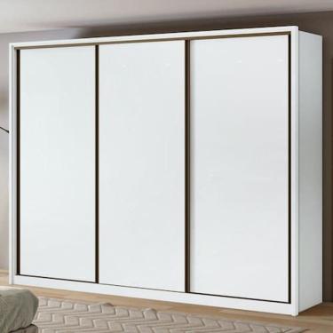 Imagem de Guarda Roupa Casal 3 Portas de Correr 6 Gavetas 270,5cm Spazio Móveis Lopas Branco Móveis Lopas