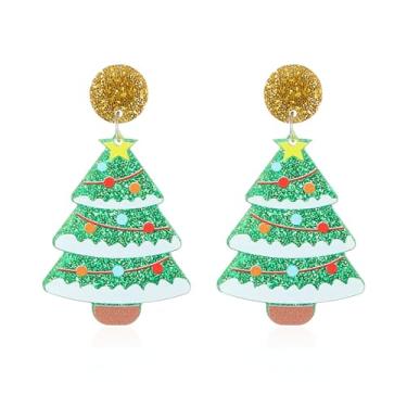 Imagem de GBAHFY Brincos de Natal para mulheres, brincos de Natal, árvore, dinossauro, alpaca, pão de gengibre, cacto, brincos pendentes de gota, joias de festa, decoração de festivais, Acrílico, Sem pedra
