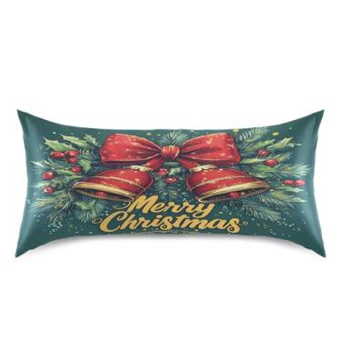 Imagem de Blueangle Fronha de cetim com sinos de Natal para cabelo e pele, fronha de seda, tamanho king (50,8 x 101,6 cm) - Capas de almofada de cetim com fecho de envelope (309)