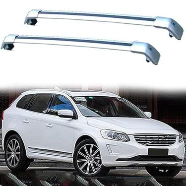 Imagem de Tsinesla Barras de tejadilho de carro Barras transversais para Volvo XC60 2008-2023 (156) Trilhos de teto superiores de liga de alumínio com lacuna para o teto do carro, 2 peças