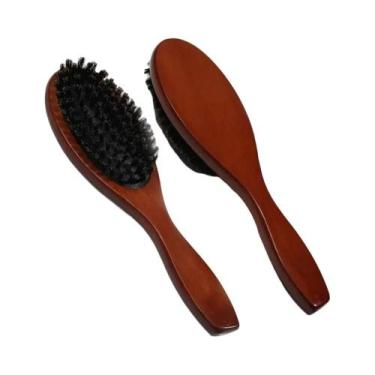 Imagem de Escova De Cabelo De Cerdas De Javali Antiestática Com Cabo De Madeira 