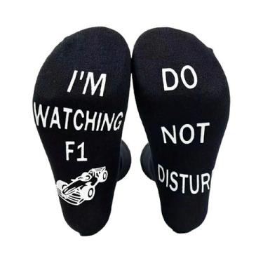 Imagem de Meias Unissex Com Padrões De Letras E Carros De Corrida Para Uso Diári