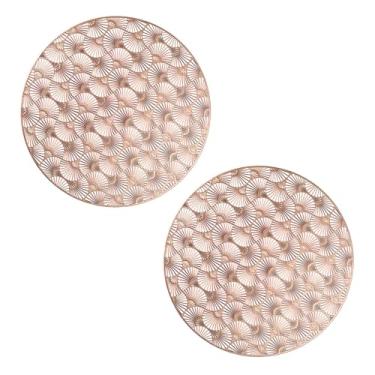 Imagem de Lugar Americano Redondo PVC Mesa Posta 38cm Resistente 2 Peças Ouro Rosa