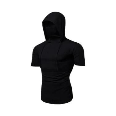Imagem de Moletom Masculino Fino De Manga Curta Com Máscara, Casual, Para Academ