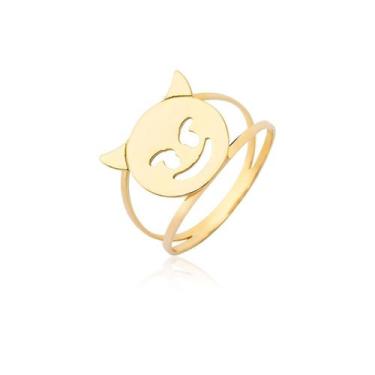 Imagem de Anel Emoji Diabinho Ouro 18k - MAEHLER Arte Em Joias, Dourado