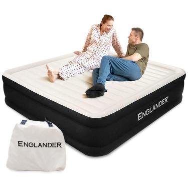 Imagem de Colchão Cama Inflável Microfibra Bomba de Ar Embutida 213, x 182, x 50, ENGLANDER, Preto