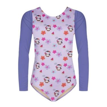 Imagem de Maiô Selene Manga Longa Estampado Infantil - Lilás 4, Lilás, 4