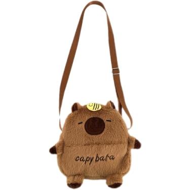 Imagem de Bolsa tiracolo Capybara | Adorável bolsa de ombro com alça ajustável | Bolsa pequena de pelúcia para ideia de presente, Capivara marrom, Small, Novidade