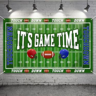 Imagem de Ctosree Banner de fundo de futebol decoração de fundo temático de futebol é hora de jogo futebol parede placa de porta decoração para esporte jogo lembrancinhas de festa de aniversário