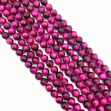 Imagem de Miçangas semiacabadas de pedra natural contas redondas coloridas olho de tigre contas soltas 6 mm-10 mm contas de contas de furo vertical de cor mista DIY acessórios de joias 1 peça (cor: número 7