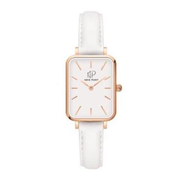 Imagem de Relógio Feminino Quadrado Pulseira Branca Piermont Rosé New Port-Feminino