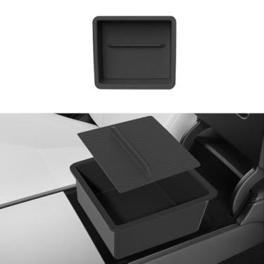 Imagem de Caixa de armazenamento central de carro compatível com Tesla Model Y 2025, caixa de apoio de braço central acessórios de armazenamento interno (preto)
