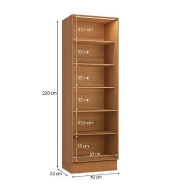 Imagem de Cristaleira 70cm com iluminação LED 4 Portas Ciela Kappesberg, Canela/