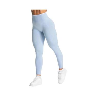 Imagem de Calças De Yoga Sem Costura De Cintura Alta Para Mulheres, Cor Sólida, 