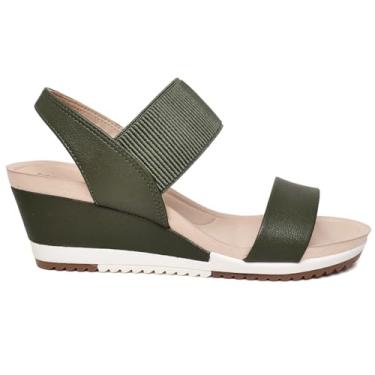 Imagem de Sandália Anabela Modare Feminina Tiras Elásticas Verde Militar e Branco Sola Antiderrapante (BR, Adulto, Numérico, 36)