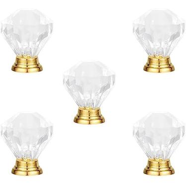 Imagem de BAZAC Maçanetas de porta de vidro de cristal de 35 mm, maçaneta de porta, puxador de cômoda de acrílico puxadores de móveis com parafuso para gaveta armário móveis cozinha decoração de casa - ouro 1