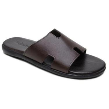 Imagem de Chinelo Slide NJ Masculino Couro Legítimo Verão Conforto Forro Macio Ultra Leve-Masculino