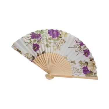 Imagem de Leque De Seda Vintage Estilo Chinês E Japonês Com Padrão Floral Para D
