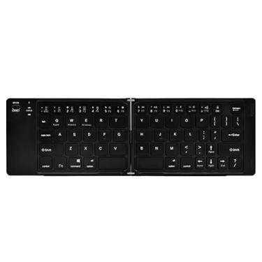 Imagem de Teclado dobrável sem fio Bluetooth portátil, teclas silenciosas, compatível com vários sistemas, recarregável, adequado para telefones celulares e tablets (preto)