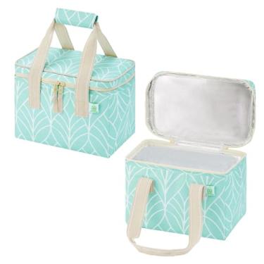 Imagem de VENO Pacote com 2 pequenos sacos térmicos, sacos de supermercado isolados, refrigerador dobrável, sacolas de compras reutilizáveis para mantimentos, resistente à água, zíper, 7 litros (Evergreen