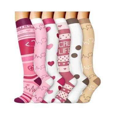 Imagem de Meias De Compressão Florais, Animais E Frutas, 6 Pares Para Homens E M