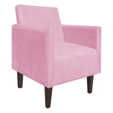 Imagem de Poltrona jade suede pes chanfrado tabaco - DRossi, Rosa Bebê