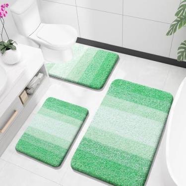 Imagem de OLANLY Conjuntos de tapetes de banheiro de 3 peças, tapetes de banho de microfibra macia absorvente e tapete de banheiro em forma de U, conjunto de tapete de banho felpudo de pelúcia para banheiro (91