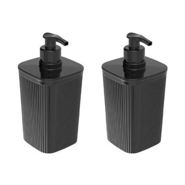 Imagem de kit 2 Porta Sabonete Liquido Preto Clássico Frisos Plasútil