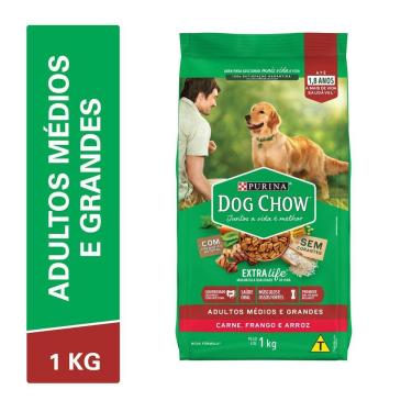 Imagem de Ração Dog Chow Cães Adultos Médios e Grandes Carne e Arroz 1kg