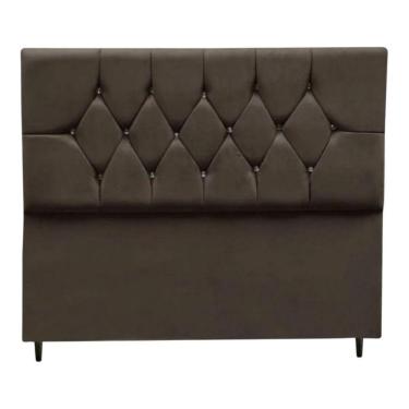 Imagem de Cabeceira Cama Box Estofada Queen 195cm Geovana Suede Marrom